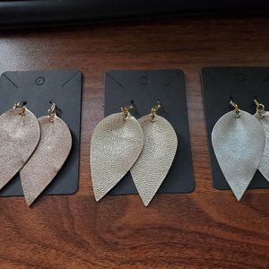 Fabric Leaves set of 3 earrings
